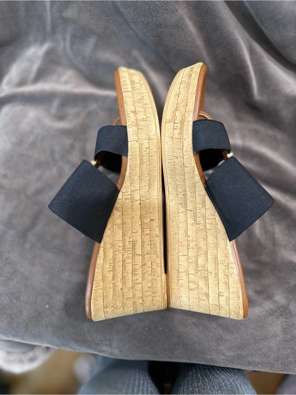 Italian Shoemakers Black and Tan Wedge Sandals